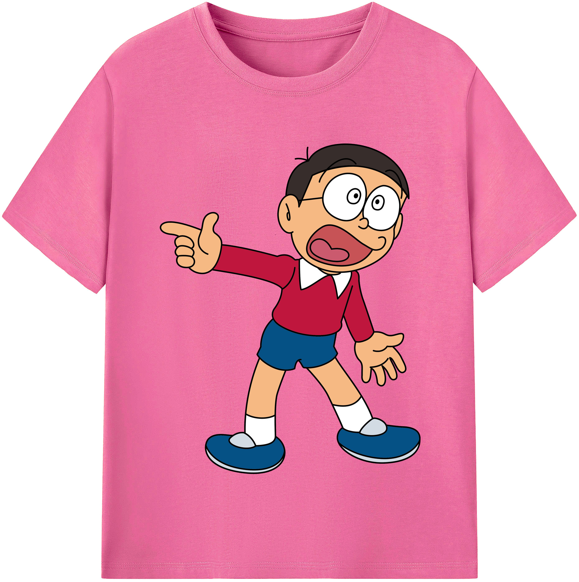 （画像用） ドラえもん 野比 のび太 Doraemon Nobita Nobi レディースカジュアルプリントTシャツ（綿100％）
